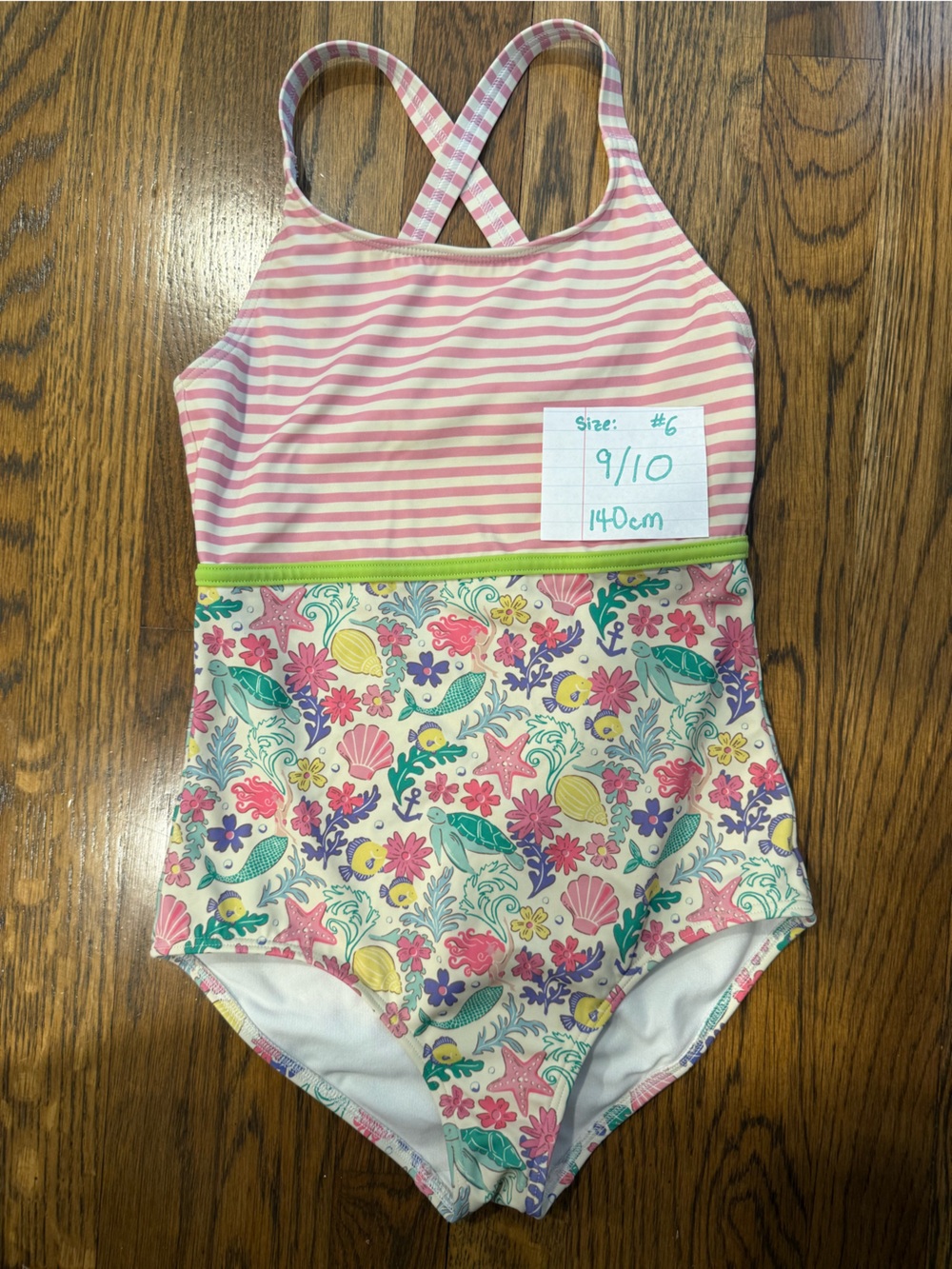 Mini Boden Girls One-Piece Swimsuit in Pink, Green, Yellow, Purple